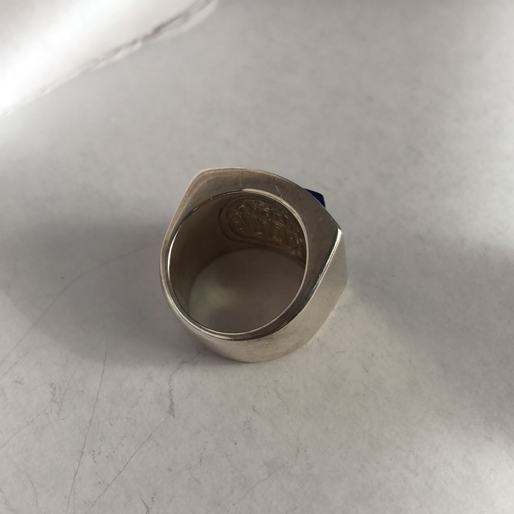 Sterling Silver 925 Blue Square Stone Ring - Picture 3 of 4